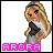 Pixelated cartoon girl with long blonde hair, black top, gray skirt, and pink text below her.