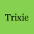 Green background with pixelated text reading 'Trixie' in dark green and black lettering.