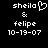 Pixelated text displays 'sheila' with a heart symbol, '&', 'felipe', and date '10-19-07' on black background.