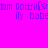 Pixelated text on a bright pink background with purple lettering, showing repeated phrases and symbols.