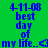 Animated green background displays blue text reading '4-11-08 best day of my life...' with pink rectangular overlays shifting across the frame.