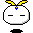 Pixelated character with white rounded head, yellow wing-like ears, blue gem on forehead; four variations show closed eyes, open eyes with cyan tears, and full tear streams.
