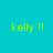 Four quadrants display 'kelly !!' text in yellow-green pixelated font against cyan, purple, pink, and dark purple backgrounds.