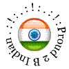 Circular icon with Indian flag colors and Ashoka Chakra, surrounded by 'Proud 2 B Indian' text in a dotted circle.