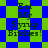 Pixelated text "Eat My Syrup Bitches!" appears on a blue and green checkered background with diamond-shaped patterns, displayed in four identical quadrants.