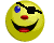 Yellow circular icon with red mouth and black interior showing various facial expressions including a pirate eye patch, blue eyes, and open mouths.
