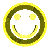 A 4x3 contact sheet of yellow animated smiley face icon frames showing rotation and deformation across sampled frames.