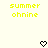 Yellow pixelated text 'summer ohnine' above two black pixelated hearts on a light background.