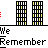 pixelated buildings with repeated 'We Remember' text and changing red text fragments above black bird silhouettes