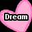 Four heart-shaped icons in pink, blue, green, and yellow with 'Dream' text on each, arranged in a on black background