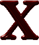 20 dark red X-shaped icons on a light gray background, each showing different structural variations in the letter's form