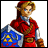 Pixelated 48x48 buddy icon featuring a character in red tunic with blue shield and golden triforce symbol, alongside "Anime IM" text on black background.