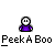 Pixelated character in purple outfit with white face and black eyes, displayed across showing varying arm positions