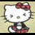Hello Kitty character with red bow and plaid skirt on beige background, paired with pink pixelated text reading "If I hear the one more time..." and "word CUTE" on black background.