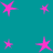 Pink star shapes of varying sizes on a teal background, with no visible motion or text.
