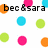 Pixelated image with colorful dots and text reading 'bec & sara kick ass!' and 'love you guys <3' on a white background.
