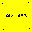 Yellow background with black pixelated dots scattered , displaying repeated text 'Alexw23' in a pattern