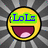 Yellow circular emoji with wide open mouth and pink tongue, eyes shift from green text overlay to side-glancing expression across frames.