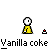 Animated pixel art sequence showing a yellow-clad figure with white head interacting with red objects and small black-and-white items, accompanied by text elements.