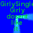 Green text on blue background repeats 'Girl', 'dosent like it.', and 'GirlySingle' with a central light-blue frame effect.