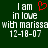 Green background with white pixelated text reading 'I am in love with marissa 12-18-07' and a red pixelated heart symbol above the text.