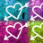 four with heart-shaped outlines over a colorful pixelated background, displaying sequential text: 'I', 'Love', and 'eric' across the top-left, top-right, and bottom-left