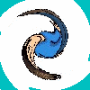 Animated sequence of a cartoon character in blue shirt and dark pants performing a full rotation from back to front, ending in a standing pose with hand raised.