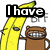Animated pixel art of two bananas and a brown character with wide grin, text changes across frames to form "I have the strangest friends!".