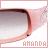A pink and white pixelated icon with the name 'AMANDA' in gray text below a rounded shape, showing subtle animation changes across frames.