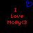 Blue pixelated heart symbol above red text reading "I Love Molly<3" on black background.