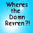 Four identical pixelated text on a light blue gradient background with white highlights, each displaying 'Wheres the Damn Revren?!' in black blocky font