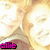 A pixelated image of two smiling people with light brown hair, featuring text overlays in pink, blue, and green.