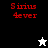 Red pixelated text "Sirius 4ever" appears on black, white, and gray backgrounds with a small star icon changing from white to black.
