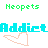 Pixelated icon set with repeated text and heart shapes in cyan, green, and peach tones on white background.
