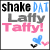 A 50x50 pixel animated buddy icon featuring text and heart symbols, displayed as a contact sheet of two frames showing slight animation differences.