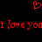 Red pixelated text and heart symbol on black background, with repeated 'I Love You' phrases.