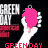 Pixelated image of a hand holding a heart-shaped object with 'GREEN DAY' text in multiple styles.