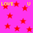 Pink background with red stars and yellow text reading LOVE U LOVE U scattered across the image.