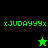 Green and black pixelated icon with 'xJUDAYYYx' text, two star shapes in different positions across frames.