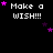 Pixelated text "Make a WISH!!!" with purple stars on black background, showing animation changes across frames.