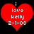Red heart-shaped icon with white text reading 'i love kelly 2-1-08' on black background, two identical frames shown.