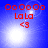 Red text and symbols on blue background with bright white light effects, showing animation changes across four