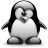 Pixelated penguin with black wings, white body, and gray beak standing upright on two feet.