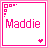Pixelated pink and white icon with 'Maddie' text, corner squares, and a heart symbol.