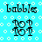 A blue background with white circles and a wavy line pattern, featuring the word 'babble' in black text above two stylized figures.