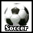Two side-by-side pixelated soccer ball icons with "Soccer" text, differing only in the text color (white vs. green) on a transparent background.