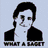 Pixelated image of a person with dark hair and black jacket under text "WHAT A FIGHT" on light blue background.