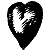 16 grayscale pixelated images arranged in four and four , featuring heart-shaped icons with white winged symbols and human faces with varying hairstyles and expressions
