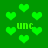 Green pixelated hearts and 'unc' text on a green background with some blurred heart shapes.