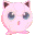 Six pixelated pink cat faces with brown ears and blue eyes arranged in two , each with distinct mouth expressions